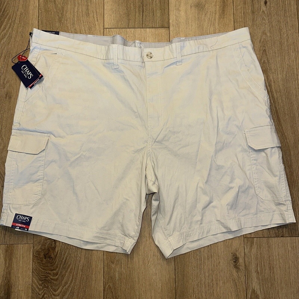 Chaps Men's Hampton Khaki Stone  Flex Waist Cargo Shorts‎ Big & Tall Size 48 NEW